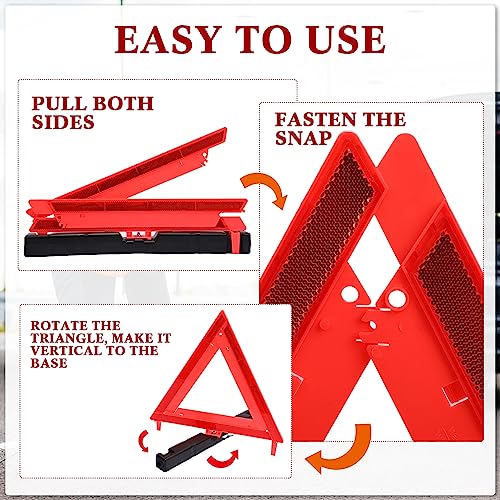 Kanayu 12 Pcs Warning Triangle Dot Approved Foldable Emergency Safety Triangles Reflective Road Safety Triangle with Carrying Case Heavy Base Roadside Warning Sign for Car Truck