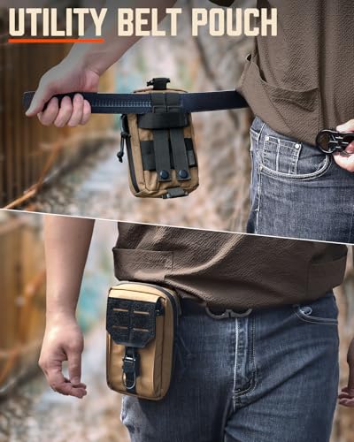 RXW MOLLE Accessories Phone Pouch Tactical Utility EDC Tool Holster Cellphone Holder for Vest & Duty Belt(Fits 4.5"-6.9" Gear) - color: Coyote Brown