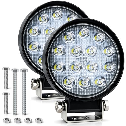 Zmoon 4.5'' 84W Round LED Offroad Flood Lights, Waterproof 12V/24V Round LED Light Bar for Truck Tractor ATV UTV SUV Motorcycle Off Road Fog Driving Lights 2Pack - color: 4.5in Round LED Light Bar