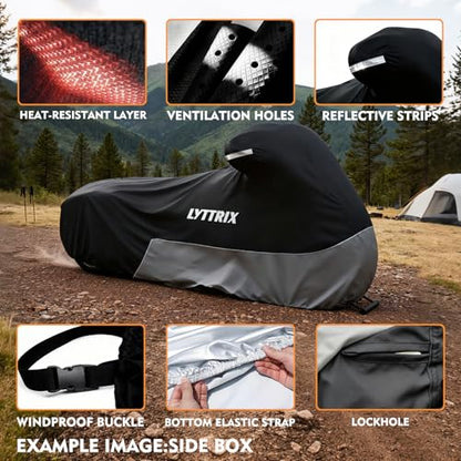 600D Motorcycle Cover Waterproof Outdoor Suitable for Touring Models Harley Davidson Road King, Street Glide,Electra Glide,Road Glide,Low Rider-St Black - color: Black