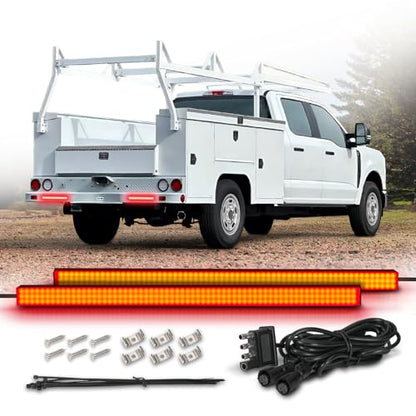 OPT7 2PCS 15” LED Trailer Tail Light Bar w/Red Turn Signal, Brake Light, DRL, IP67 Waterproof Rigid Aluminum Safety Light Strip for Pickup RV Van Utility - Work Truck Decorations