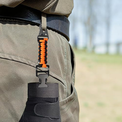 2PCS Heavy Duty Glove Holder with Metal Alligator Glove Clip for Duty Belt, Firefighter, Hiking, Rescue - color: Black & Orange