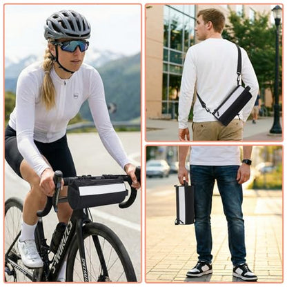Urban Roll E-bike Handlebar Bag Waterproof Bicycle Front Bag for Mountain Multiuse Crossbody Hand Bag (Black, Medium) - color: Black, size: Medium