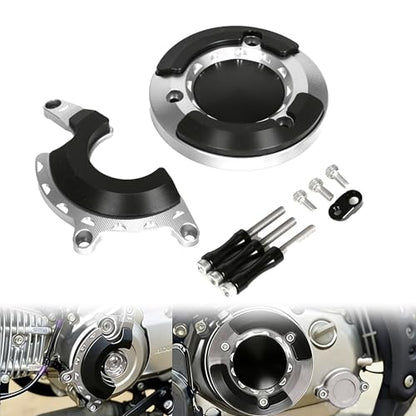 Monkey125 Left Right Engine Cover Protector Slider Compatible with Monkey 125 2022-2024 JB03 3D CNC Motorcycle Engine Crankcase Guard (Silver) - color: Silver