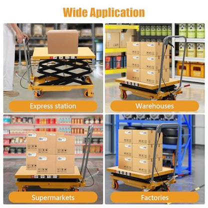 330lbs Capacity Hydraulic Scissor Lift Table with Locking 4 Wheels, Single Scissor Hydraulic Lift Table, Stable Motorcycle Scissor Jack Stand with 51in Max. Lift Height (45in Lift Height)