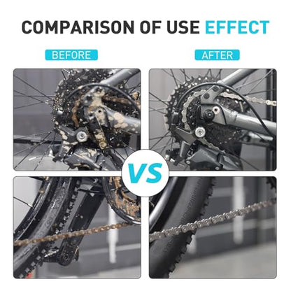 Bike Cleaner, 500ML - Fast-Action, Biodegradable Bicycle Cleaning Spray 120ml Chain Lube Brushes And Sponge 8 In 1 Bicycle Cleaning Kit Safe on All Surfaces and Suitable for All Types of Bike.