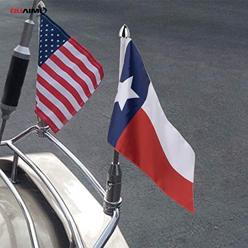 GUAIMI Motorcycle Folding Flag Mounts Adjustable Flag Pole with Texas State Flag - color: Chrome