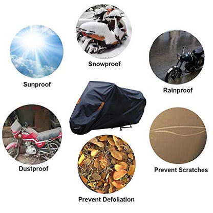 SEAZEN Motorcycle Cover Waterproof Outdoor, 5 Layer Heavy Duty Motorcycles Vehicle Cover Dustproof UV Protection with Night Reflective Straps and Lock-Holes (Motorcycle-XXL UP to 114") - size: Motorcycle-XXL UP To 114"