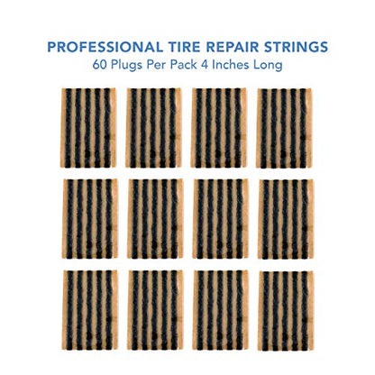 CKAuto 60pcs 4" Black Tire Repair Strings, Automotive Tool Tire Repair Plugs for Tubeless Off-Road Tires Car, Bike, ATV, UTV, Wheelbarrow, Mower (Pack of 2) - color: Black, size: 4" x φ0.236" 60pcs (Pack of 2)