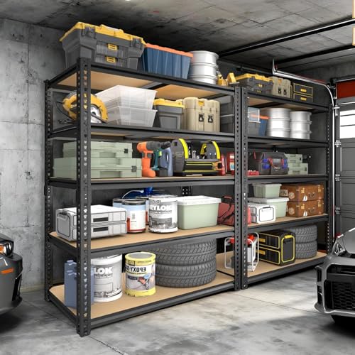 Garage Racks for Storage，5-Tier Adjustable Garage Shelving Storage Shelves,2400LBS Capacity Heavy Duty Shelving for Carport Warehouse Basement,72" H x40 W x20 D - size: 72" H x 40" W x 20" D