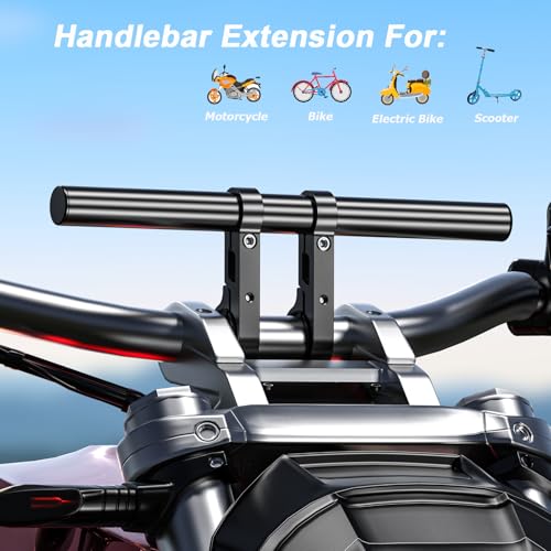 LOKTENWO 11.81" Long Dual Clamp Handlebar Extender, Aluminum Cross Bar Extension for Motorcycle Bike Bicycle Scooter, Fits 0.875/1.0/1.125/1.26" Handlebars for Phone Holder Light GPS Action Camera