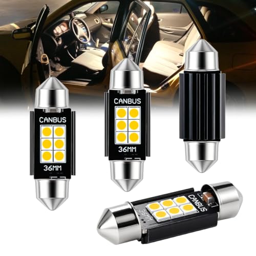 iBrightstar 9-30V Extremely Bright 6411 6418 C5W Festoon LED Bulbs Error Free 1.5" 36mm for Interior Map Dome Lights and License Plate Courtesy Lights, Warm White(4500K) - color: Warm White, size: 36mm