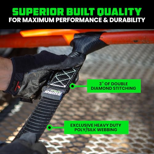 Rhino USA Soft Loop Tie Down Straps (4-Pack) - 1.6 Inch x 17 Inch (5,000 lbs Break Strength) Heavy Duty Motorcycle Handlebar Straps for use with Ratchets for ATV, UTV, Dirt Bike (Black) - color: Black 4-Pack.