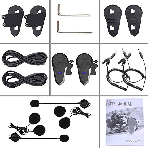 Motorcycle Bluetooth Headset, BT-S3 Bluetooth 5.0 1000M Helmet Intercom Headset up to 3 Riders for Ski/ATV/Dirt Bike/Racing/Climbing(Dual) - size: BT-S3 Dual Pack