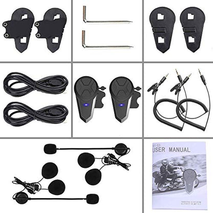Motorcycle Bluetooth Headset, BT-S3 Bluetooth 5.0 1000M Helmet Intercom Headset up to 3 Riders for Ski/ATV/Dirt Bike/Racing/Climbing(Dual) - size: BT-S3 Dual Pack