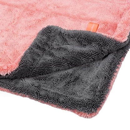 Maxshine 24" x 36" Universal Pink Car Drying Towel – 1200 GSM Rinse-Free Double-Sided Microfiber – Plush, Super Absorbent Towel for Car Wash & Detailing - size: 24" x 36" Pink