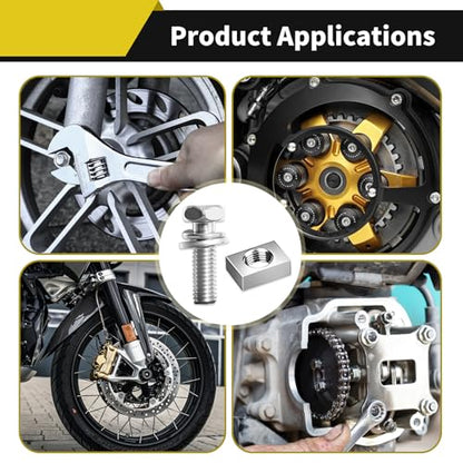 8Sizes Motorcycle Battery Bolts and Nuts Kit 304 Stainless Steel Battery Terminal Bolt Screws M6x10/12/14/16/18/20 M5x10/14 MM with Square Nut for ATV Bike Scooter
