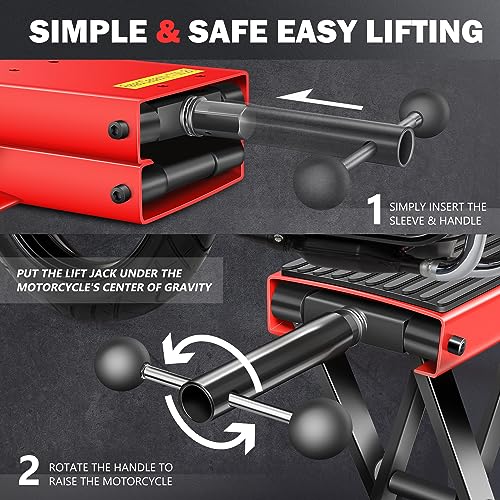 DNA Motoring Steel Motorcycle ATV Scissor Lift Jack Hoist Stand with Saddle & Rubber Pad, 2-in-1, 1100lbs (500KG) 3.7-14.8" Lifting Range, TOOLS-00290 - style: 1100lbs (2 in 1 With Rubber Mat)