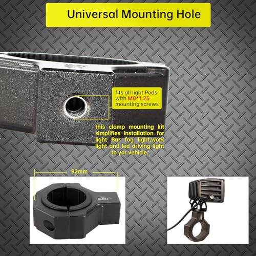 Tube Clamp Univesal 360 Degree Mount Horizontal Bar Clamp 1.625 inch,1.75 inch,1.875 inch,2.0 inch,Roll Bar Clamp for LED Light Bar,Cube Lights,ATVs Whips (4Pack) - size: 1.625~2.0inch