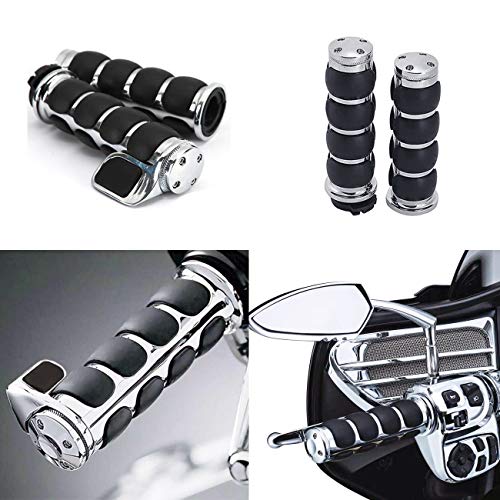 Motorcycle Hand Grips 7/8" 22mm Non-slip Hand Grip with Throttle Assist for Harley Yamaha Kawasiki Suzuki Cruisers Motorbikes Choppers - color: Silver