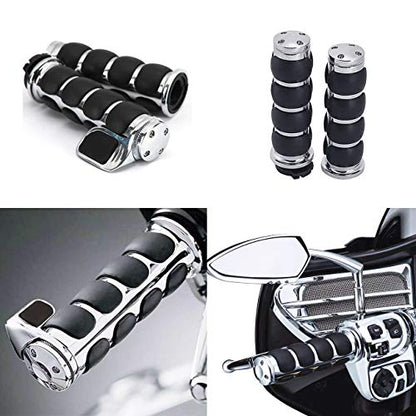 Motorcycle Hand Grips 7/8" 22mm Non-slip Hand Grip with Throttle Assist for Harley Yamaha Kawasiki Suzuki Cruisers Motorbikes Choppers - color: Silver