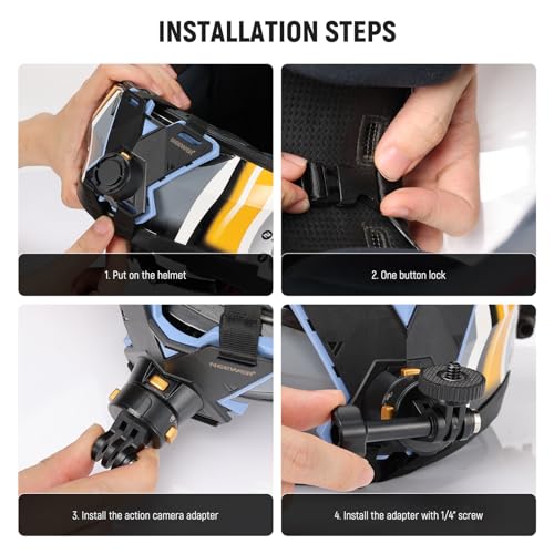 NEEWER Motorcycle Helmet Chin Strap Mount Accessories Kit Compatible with GoPro Hero 13 12 11 10 9 8 7 Black DJI OSMO Action 5 Pro 4 3 2, Action Camera Mount Adapter with 1/4" Screw Included