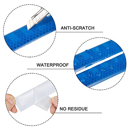 TOMALL 35.2'' Strong Reflective Stripe Stickers High-Intensity Night Visibility Reflective Decal Universal Safety Warning Diamond Grade Waterproof Self Adhesive for Car Trunk (Blue) - color: Blue