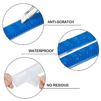 TOMALL 35.2'' Strong Reflective Stripe Stickers High-Intensity Night Visibility Reflective Decal Universal Safety Warning Diamond Grade Waterproof Self Adhesive for Car Trunk (Blue) - color: Blue