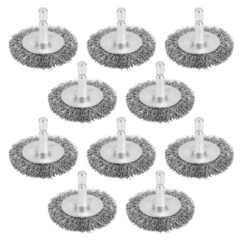 10PCS Wire Wheel Brush for Drill, High Carbon Steel Wire Brush with 1/4" Hex Shank, Skilled in Handling Metal & Nonmetal Surfaces - style: wheel brush