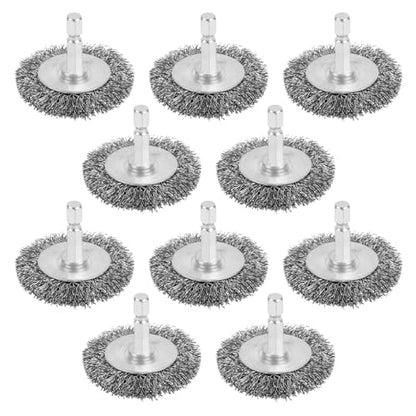 10PCS Wire Wheel Brush for Drill, High Carbon Steel Wire Brush with 1/4" Hex Shank, Skilled in Handling Metal & Nonmetal Surfaces - style: wheel brush