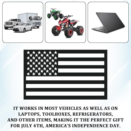 American Flag Emblem Car Decals, 3D Acrylic USA Patriotic Military Flag Sticker Reflective Stripes, Left & Right Raised Decals for Car Truck SUV Jeep RV Window Bumper Motorcycle (2PCS, Cut-Out) - color: Black