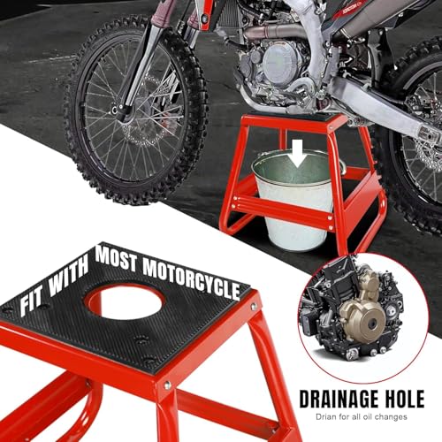 Big RED Dirt Bike Stand Motorcycle Stand Lift, 1000LBS Capacity Non-Slip Off-Road Steel Universal Detachable Maintenance Motorcycle Stand, Fit for Honda Yamaha Kawasaki - style: red dirt bike stand