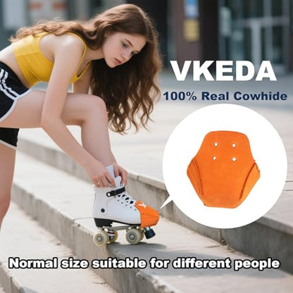 100% Real Cowhide | Toe Cap Guard Protectors | Roller Skate Derby Speed 1 Pair(Orange) - color: Orange