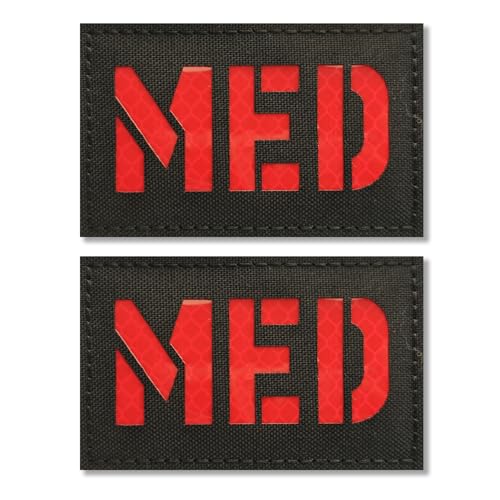 Reflective MED Patches,Medical Red Cross Morale Hook and Loop Badge First Aid Patches for IFAK Trauma Pouch, EMT, EMS, EDC Bag/2Pcs - color: MED