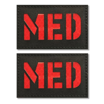 Reflective MED Patches,Medical Red Cross Morale Hook and Loop Badge First Aid Patches for IFAK Trauma Pouch, EMT, EMS, EDC Bag/2Pcs - color: MED
