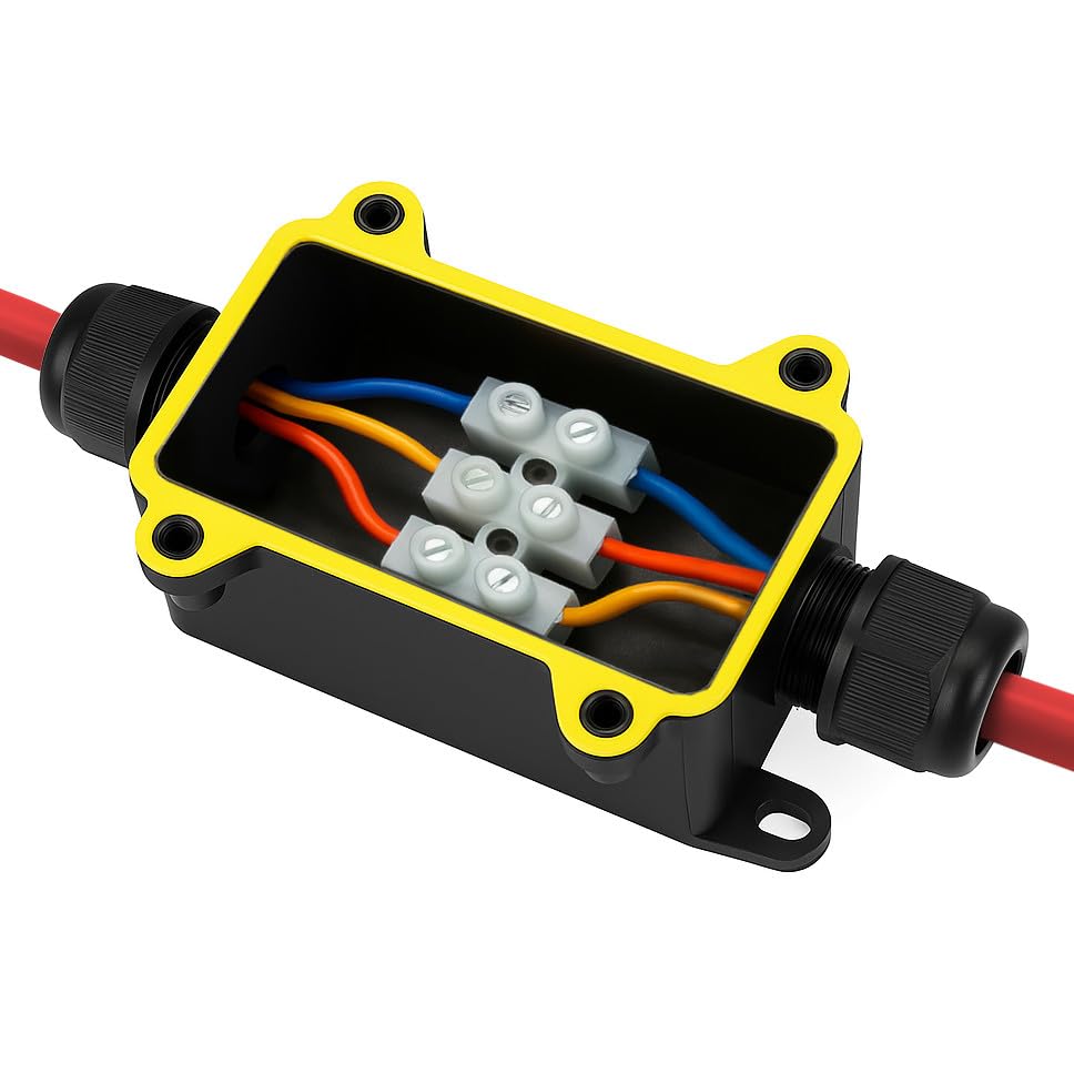 ANGSTROM Mini Electrical Connector Box, 2-Entry | IP68 Waterproof Cable Joiner for Outdoor Lighting, Fountain Pumps, and Extension Cord Splicing (2way) - size: 2way