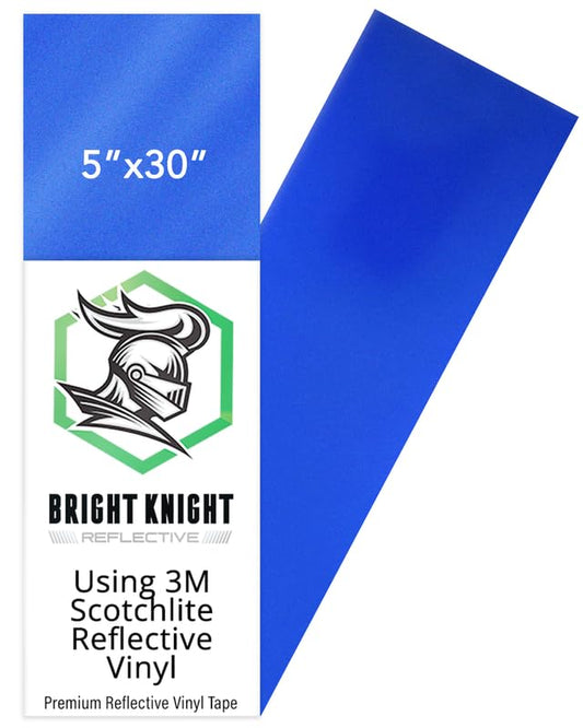 Bright Knight Decals Blue Reflective Vinyl Motorcycle Helmet Reflective Stickers 5x30, Made with 3M Reflective Tape Vinyl for Trailers, Cars, Bikes, Rims, Waterproof Blue Reflective Tape - color: Blue, size: 5x30