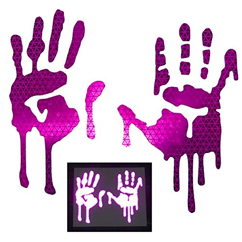 customTAYLOR33 High Intensity Grade Reflective Bloody/Dripping Hands Decals for Helmets, Windscreens, Rear Windows, Bumper Stickers (3 inches Height, Purple) - color: Purple, size: 3" Height (Infant size)