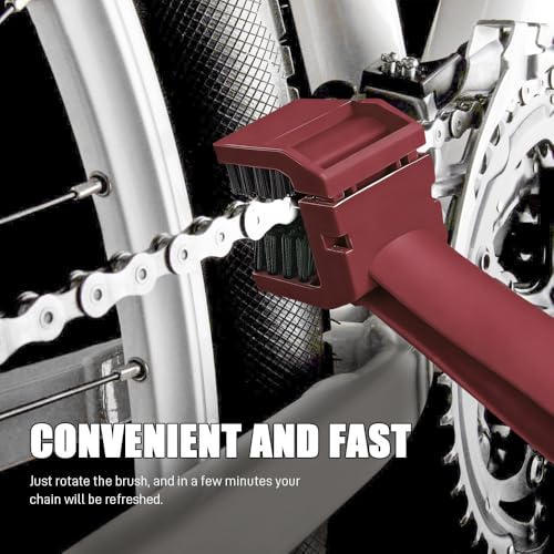 2PCS Bike or Motorcycle Chain Washer, Bicycle Cleaning Chain Double-Ended Brush, Black Durable Motor Chain Gears Cleaning Square Head Brushes, Universal Cleaning Tool (Red+Black) - color: Red+Black