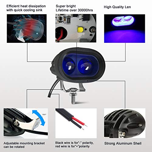20W Forklift Blue Safety Light Warehouse Forklift Lights Safe Warning Light 4D Len LED Motorcycle Lights Blue Fog Driving Lights Heavy Duty LED Work Light(Pack of 2)
