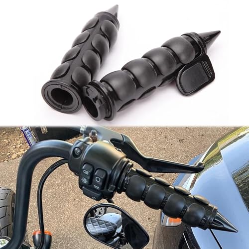 1" Motorcycle Hand Grips with Throttle Assist Non-Slip Rubber Handlebar Grip Fits 25mm(1") Handlebars for Harley Davidson,for Honda Yamaha Suzuki and for Kawasaki (Black_Tapered) - color: Black_w/Throttle Assist, size: 1" Tapered