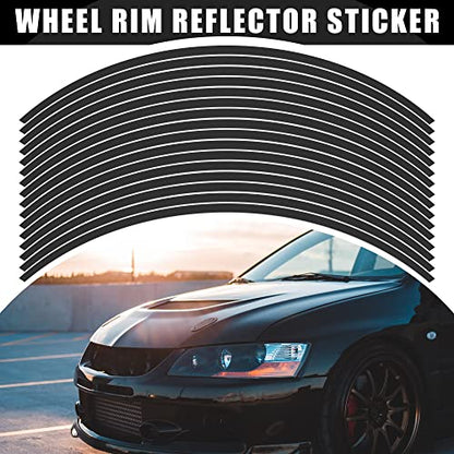 X AUTOHAUX 16pcs Fit 17" Wheel Motorcycle Car Bike Wheel Rim Sticker Strips Reflective Stripe Tape Reflector Black - color: Black