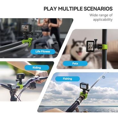TELESIN S2 Camera 360 Flexible Mount Band Wrap Quick Release, Bike Motorcycle Handlebar Bar Tube Stick Pole Mounts Accessories for Hero 12 11 10 9 8 7 Insta360 X3 X4 Pro DJI Action 5 Pro 4 Pocket 3 - color: Black
