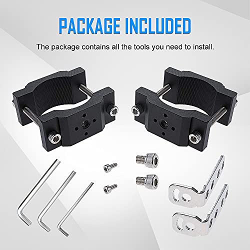 Motorcycle 2 Inch Tube Clamp Mount Brackets Bicycle Car Bull Bar Holder Clamp Samman Off Road Bar Mounting Brackets for LED Light Work Lights Pods Lamps 2PCS