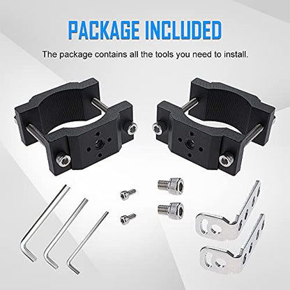 Motorcycle 2 Inch Tube Clamp Mount Brackets Bicycle Car Bull Bar Holder Clamp Samman Off Road Bar Mounting Brackets for LED Light Work Lights Pods Lamps 2PCS