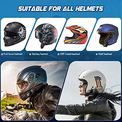 MAXTO Motorcycle Bluetooth Headset, M2 Group Motorbike Helmet Communication Systems 6-Way BT5.0 Waterproof Intercom 1000M Range with FM Radio,Siri,Voice dial for Ski/ATV/Full/Half Face(2 Pack) - size: 2 Pack