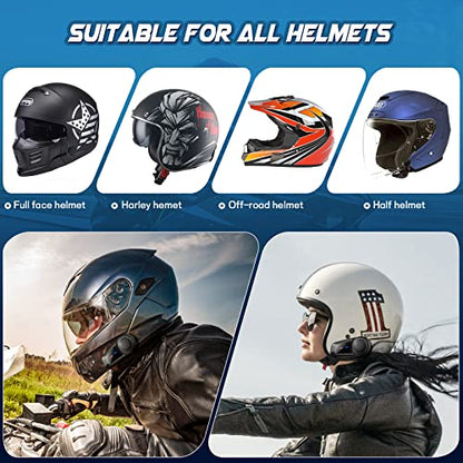 MAXTO Motorcycle Bluetooth Headset M2,Motorbike Helmet Bluetooth 5.0 Headset 6-Way 3280Ft Intercom Communication System with IP65 Waterproof CVC Noise Cancellation Stereo Music FM for All Helmets - size: 1 Pack