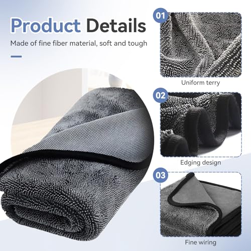 Shiny Cleaning Wipes Shower Cleaning Cloths- 3pcs Super Absorbent Microfiber Bath Towels for Effortless Cleaning of Windows, Bathroom, Car & Home Toilet - Shiny Cleaning Wipes（15.7x23.6in - color: Grey