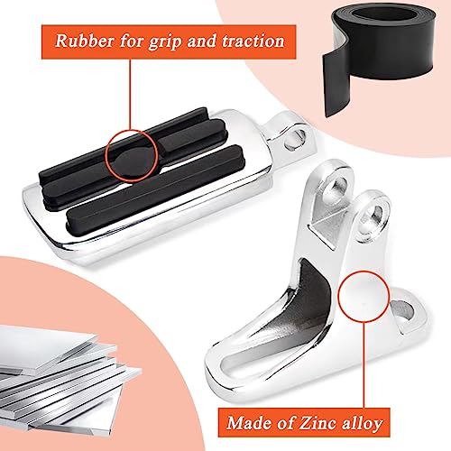 FOVPLUE Passenger Mini Footboard, Passenger Footpegs w/Mount Kit for Harley Touring 1993-2025,for CVO Electra Glide Road Glide Road King Street Glide Ultra Classic Ultra Limited Revival FLH,Chrome#2 - color: Chrome Passenger Footpegs