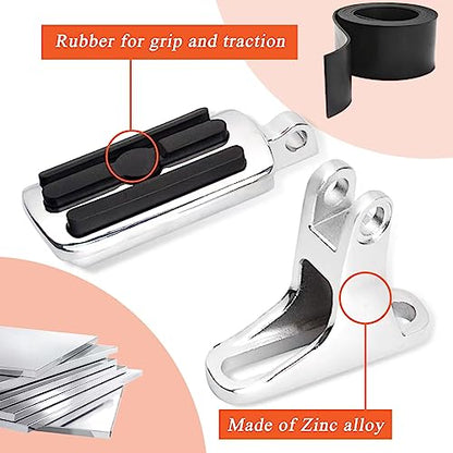 FOVPLUE Passenger Mini Footboard, Passenger Footpegs w/Mount Kit for Harley Touring 1993-2025,for CVO Electra Glide Road Glide Road King Street Glide Ultra Classic Ultra Limited Revival FLH,Chrome#2 - color: Chrome Passenger Footpegs